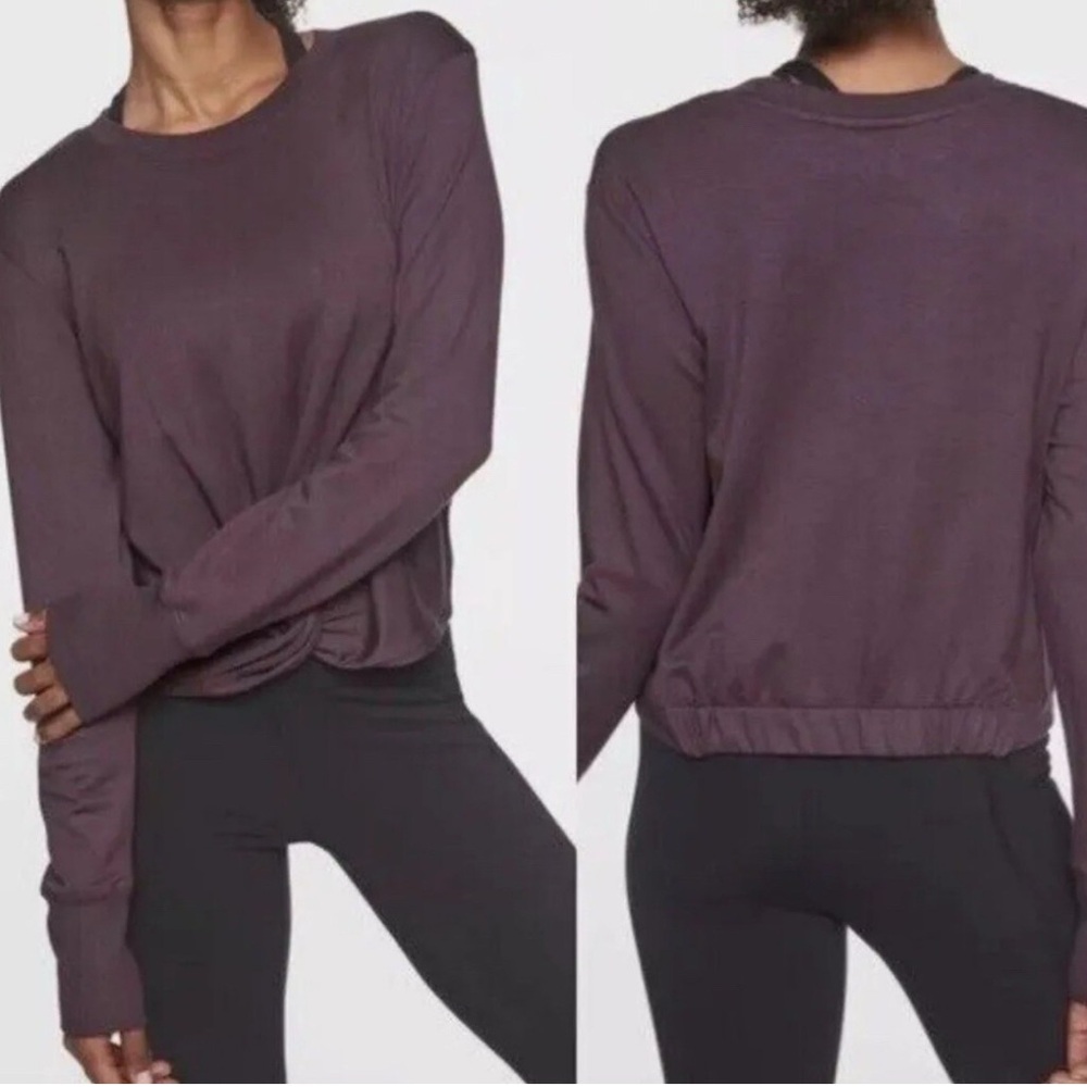 ATHLETA Twist Front Coaster Sweatshirt in Wild Raisin | Size S